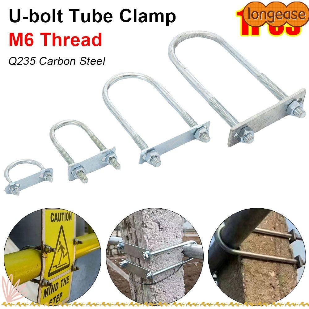 LONGE 1 ชิ้นท่อ U-Clamp, สกรู Baffle M8 แคลมป์ท่อกลม, สังกะสีทนทาน Q235 เหล็กคาร์บอนมุมขวา U-bolt สําหรับหลอดกลม