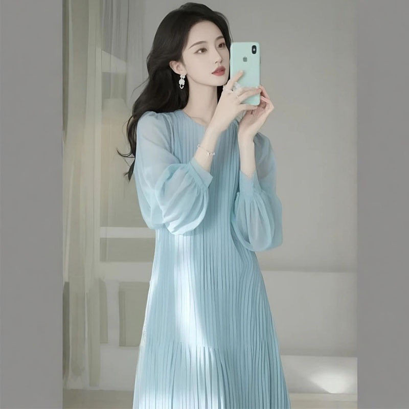 กระโปรงชีฟองยาวสีฟ้าหรูหราสไตล์แฟรี้ยน XYJ ปี 2025 - รูปที่ 2