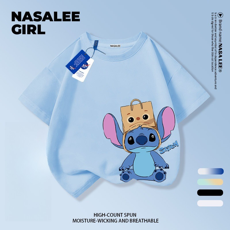 (จัดส่งตลอด 24 ชั่วโมง)KIDS TNASA เสื้อยืดเด็ก ระบายอากาศดี ลายสติตช์ (Stitch) น่ารัก แขนสั้น สบายๆ สำหรับเด็กชาย-หญิง