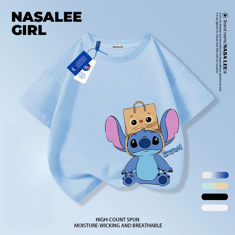 (จัดส่งตลอด 24 ชั่วโมง)KIDS TNASA เสื้อยืดเด็ก ระบายอากาศดี ลายสติตช์ (Stitch) น่ารัก แขนสั้น สบายๆ สำหรับเด็กชาย-หญิง