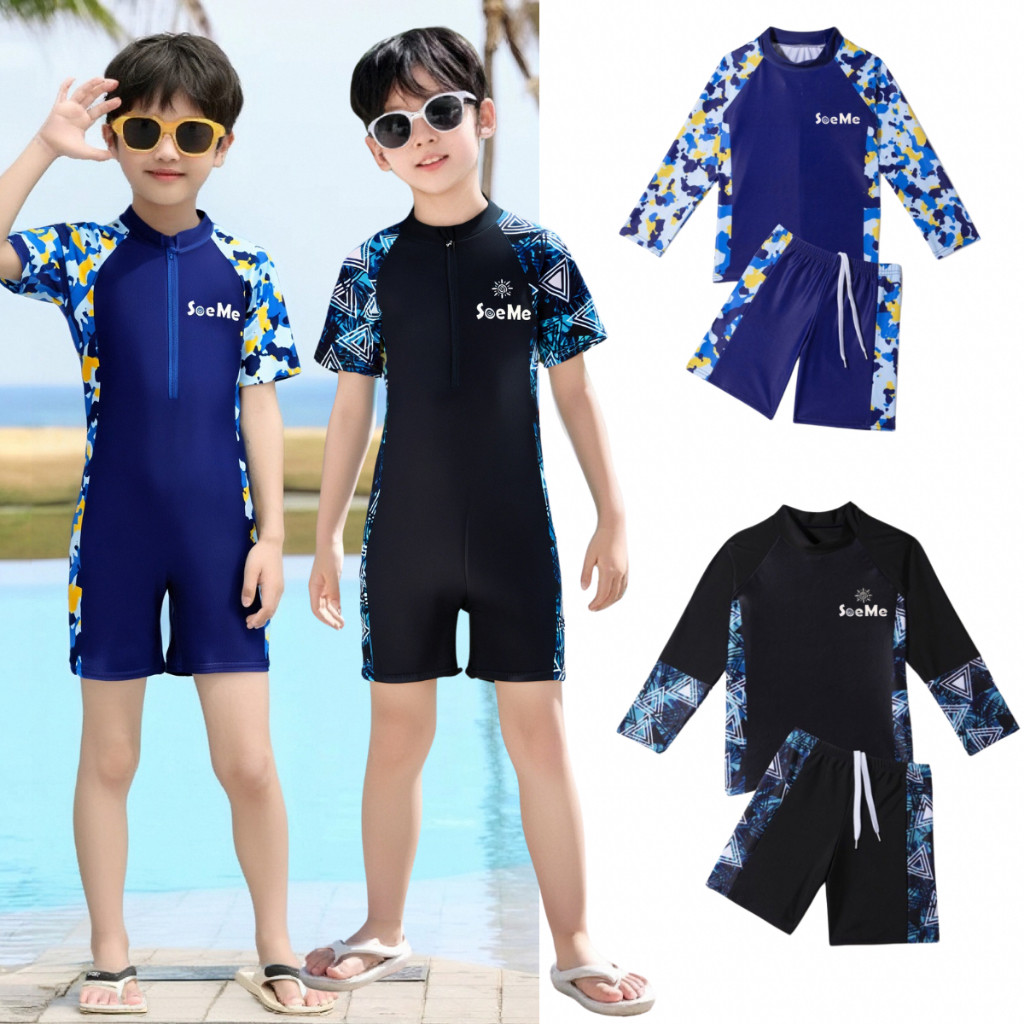 【จัดส่งจากประเทศไทย】ชุดว่ายน้ํายาวแขนสําหรับเด็กผู้ชายรุ่นใหม่ วัสดุกันแดด แห้งเร็ว ออกแบบมาโดยเฉพาะสำหรับเด็กผู้ชาย