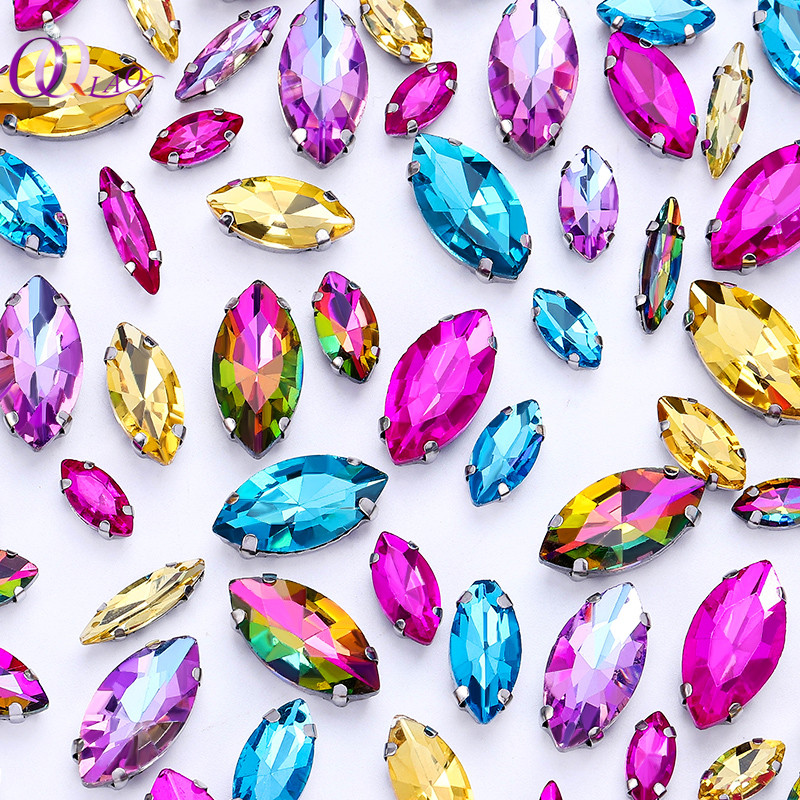 สติกเกอร์คริสตัลเรยอนแบบแบน พร้อมเล็บสีเงิน สำหรับงานฝีมือและตกแต่ง