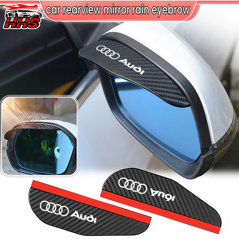 Audi 2 ชิ้นกระจกมองหลังรถยนต์ Rain Eyebrow Visor คาร์บอนไฟเบอร์ Sun Visor Rain Cover รถอุปกรณ์เสริมส