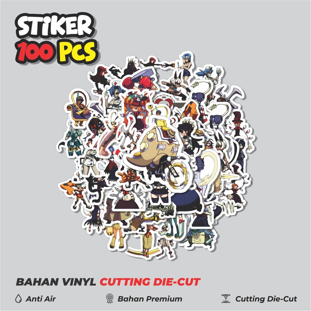 HP 50 ชิ้น Skullgirls Game Series สติ๊กเกอร์ผสม 2 ตัวอักษรสร้างสรรค์น่ารักตกแต่งสําหรับโน้ตบุ๊ก สเก็