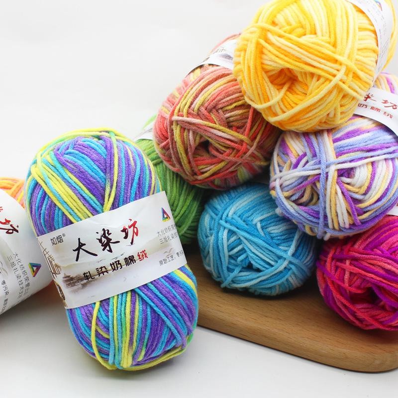 เส้นด้ายฝ้ายนมเบนังไคต์ 5ply kod warna Mix Colour 1-47 50gram/yarn/benangkait /milkcotton
