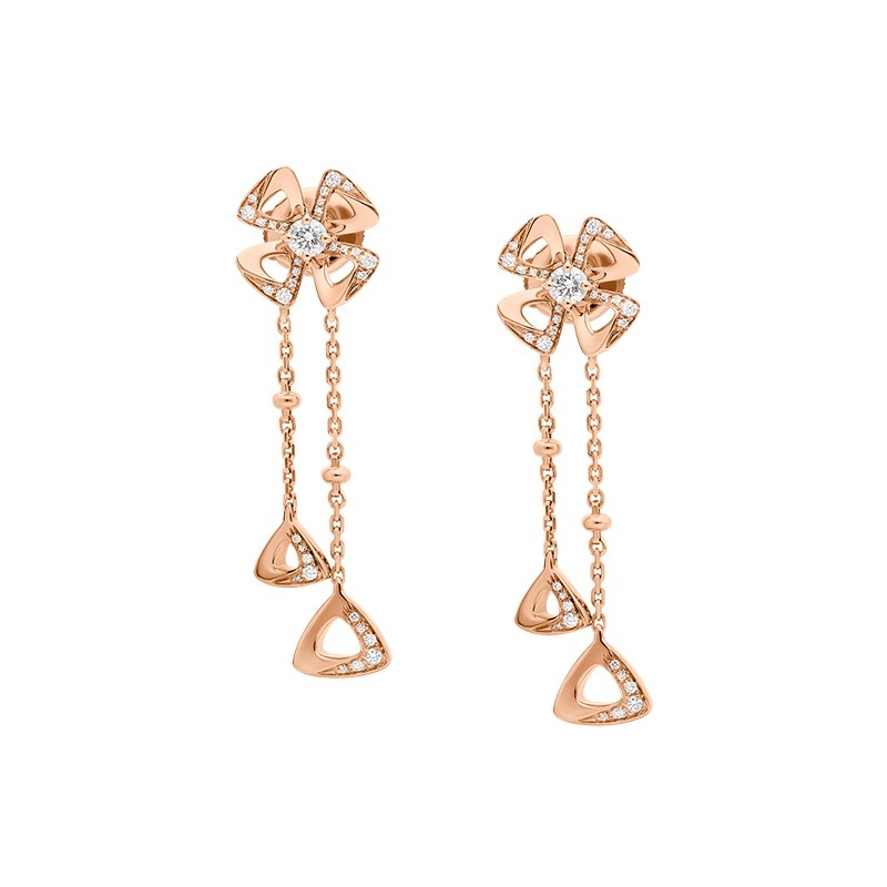 ต่างหูจี้สีโรสโกลด์ดอกไม้ในกล่อง d66