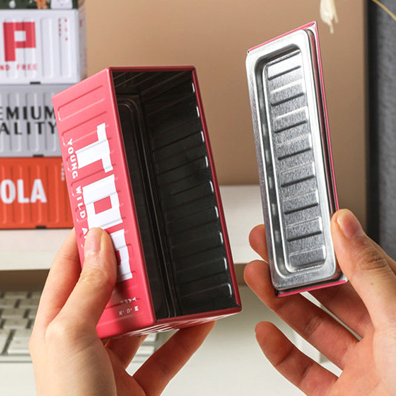 เครื่องเขียน กล่องเก็บของ 11.5x5x5cm ตู้คอนเทนเนอร์จิ๋ว กล่องเหล็กใส่ของ โมเดลตู้คอนเทนเนอร์ G3526 - รูปที่ 3