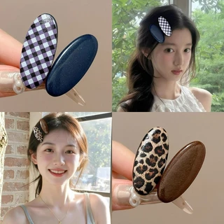 คลิปผมเสือดาวทรงกลม Hairpin ตกแต่งผมแบบBB Barrettes