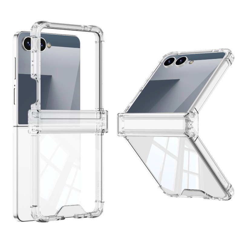 เคสโทรศัพท์โปร่งใสบานพับแบบรวมทุกอย่างสี่มุมสําหรับ Samsung Galaxy Z Flip 7 Z Flip 6 Z Flip 5 ฝาครอบ