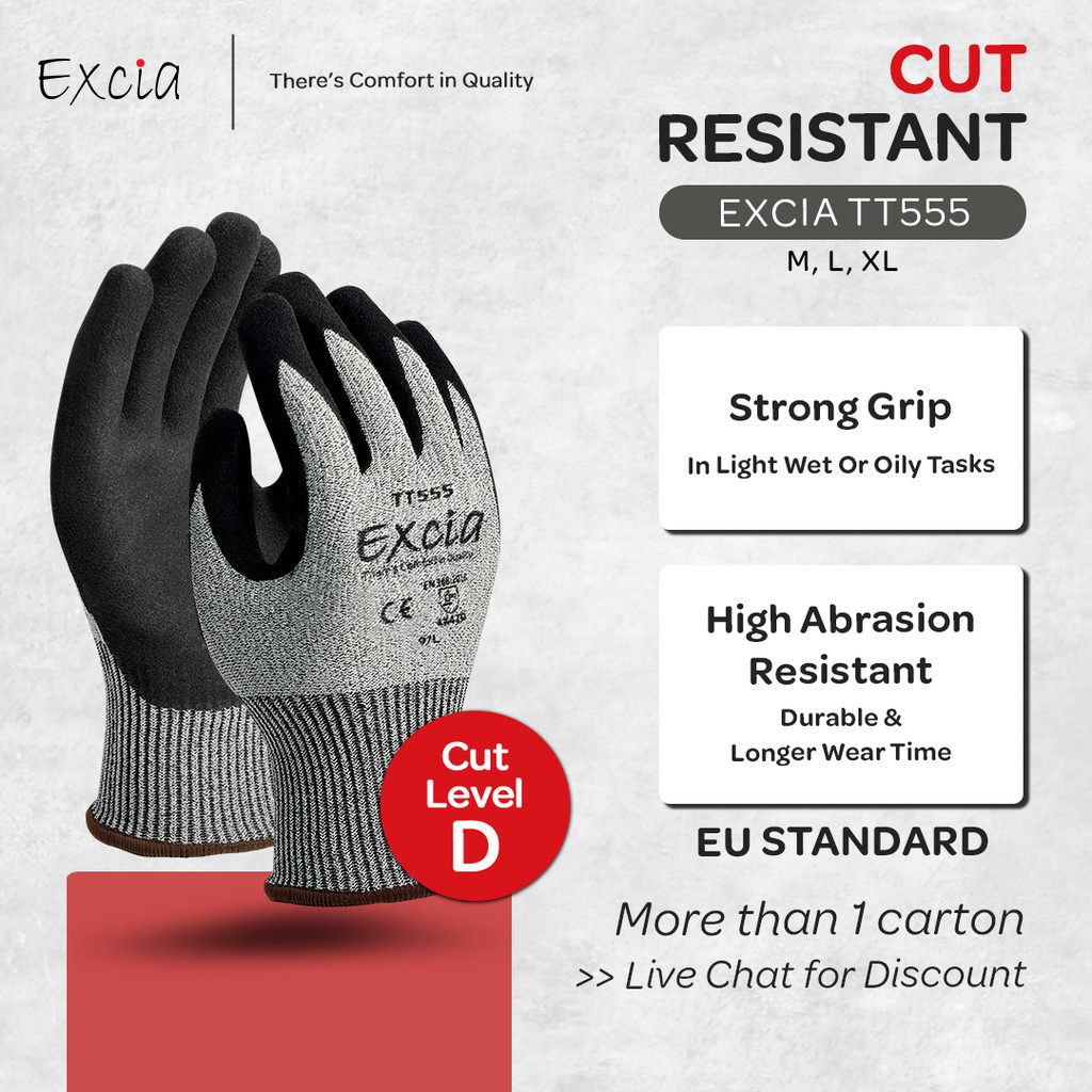 EXCIA TT555 ถุงมือไนไตรล์กันบาดระดับ D