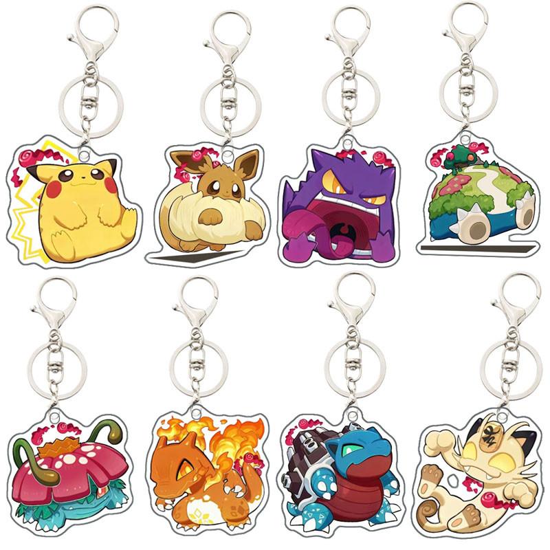Kawaii self-Pokemon สร้างอะคริลิค blastoise Bulbasaur Charmander eevee gengar Snorlax อะนิเมะอุปกรณ์ต่อพ่วงพวงกุญแจ M