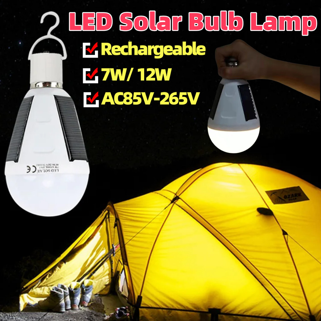 E27 LED 7W และ 12W พลังงานแสงอาทิตย์ กลางแจ้งฉุกเฉิน โคมไฟ camping และเต็นท์