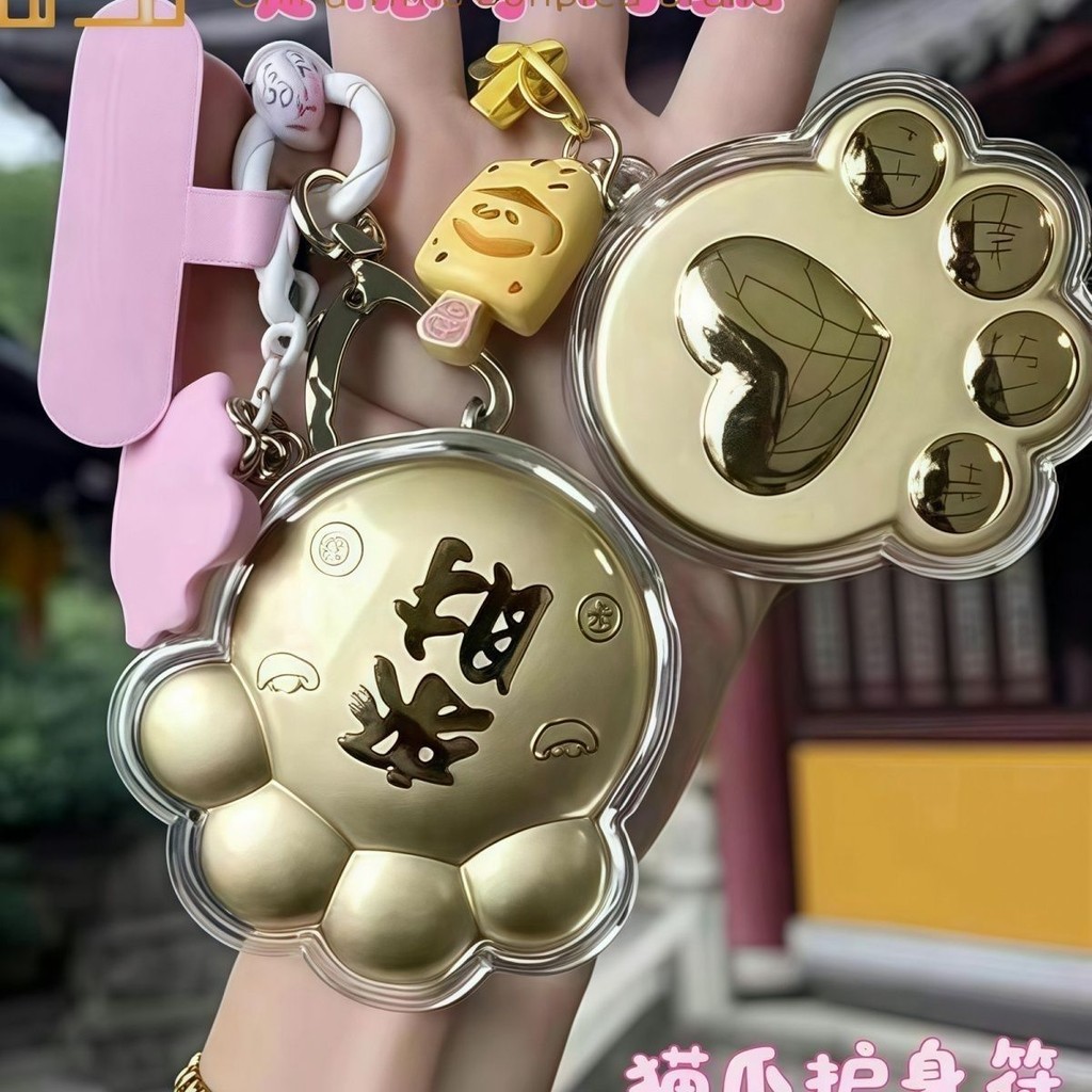 潮正品999金来财猫ต้นฉบับ手机链挂件财猫财猫扣 Basquare Female Pack Packing ของแท้ 999 ทองเพื่อทําเงิน cat claw ห่วงโซ่
