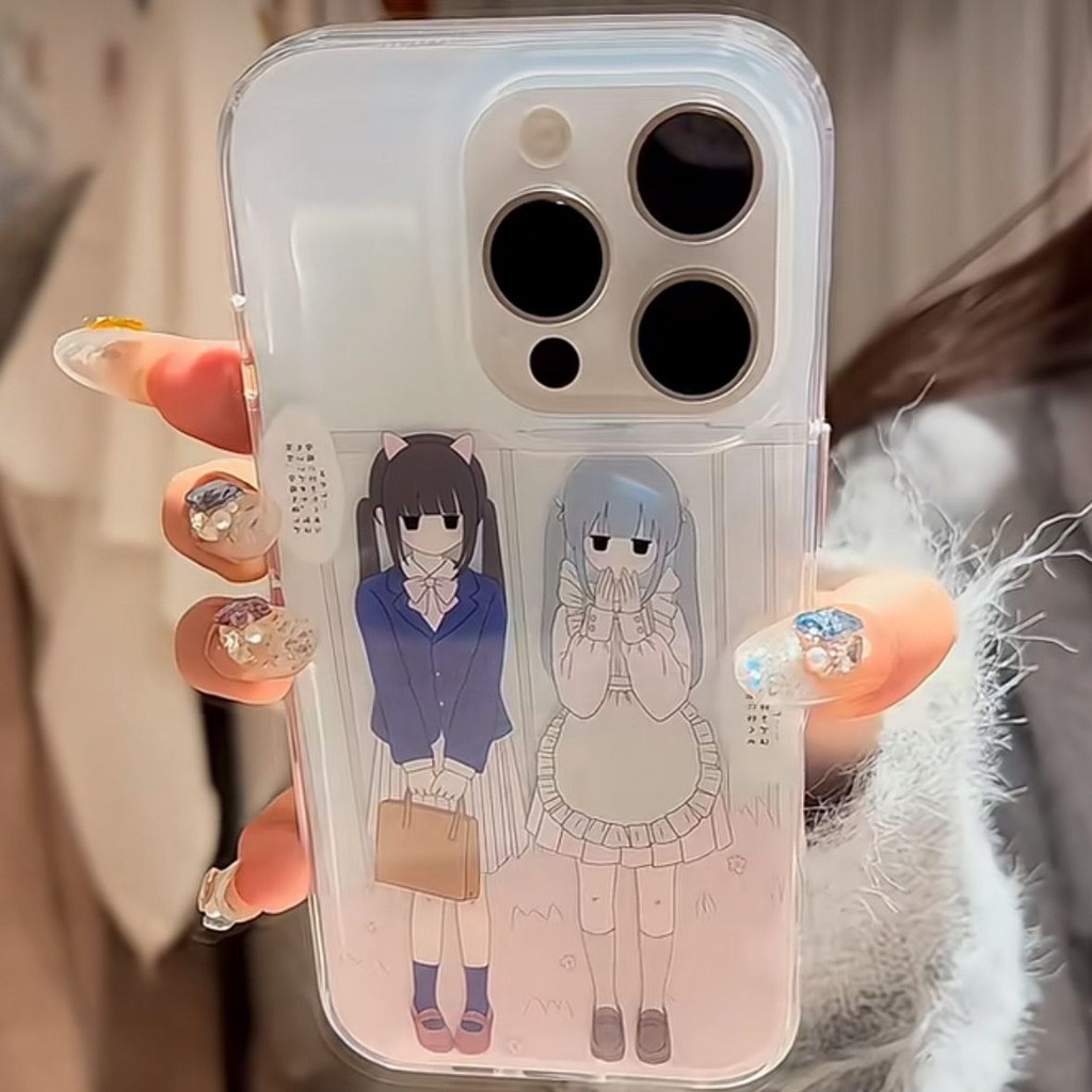 สองชั้น IMD สาวญี่ปุ่น Apple 16/15/14/13promax เคสโทรศัพท์มือถือ 12/11 เคสแข็ง XR/XSmax