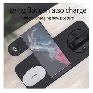 พับ 6 In 1 Wireless Charger สําหรับ Samsung S22 S21 S20 S10 หมายเหตุ Galaxy นาฬิกา 5 4 Active Buds Fast Charging Dock Station