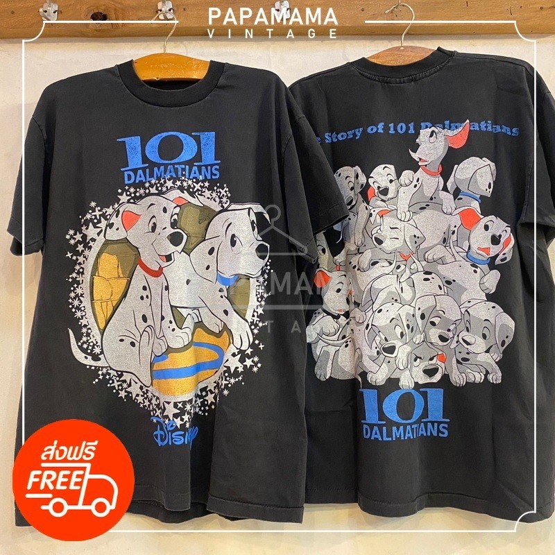 🍃 HOT [101 Dalmatians] DlSNEY Tramaging With Alkaline Bat Man Cartoon Shirt vintage papamama เสื้อยืดผู้ชาย Unisex