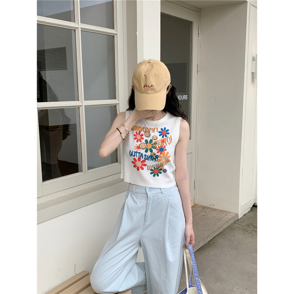 Gakki เสื้อกั๊กพิมพ์ลายกราฟฟิตีสีสันสดใสผู้หญิง เสื้อกล้ามแขนกุดแสนหวานหญิง พร้อมส่ง 1A35-20# ราคา ถูกที่สุด ดีลบีเคเค แกลเลอรีภาพที่ 6