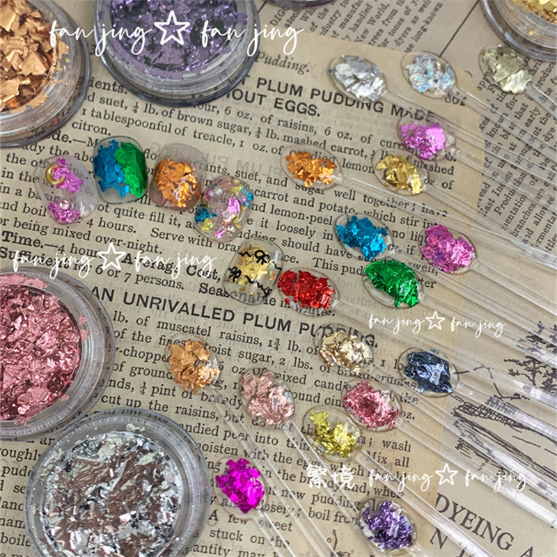 Nails กระดาษฟอยล์สีฟอยล์สีทองเมทัลลิคบางเฉียบ Super Flashing Super Bright Daily All-Match Handmade Fire Lacquer Seal มีจําหน่าย