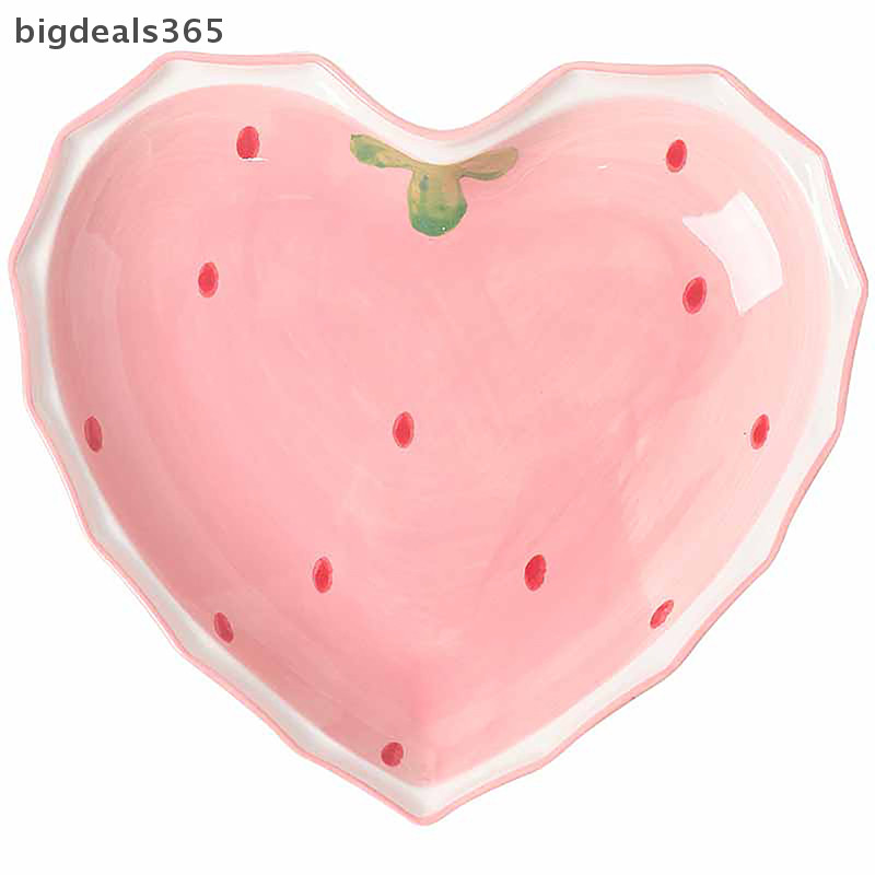 [bigdeals365] ชามสตรอเบอร์รี่ชุดจานช้อนสาวสวยชามหัวใจชามสลัดขนมบนโต๊ะอาหารในครัวเรือนสต็อกใหม่
