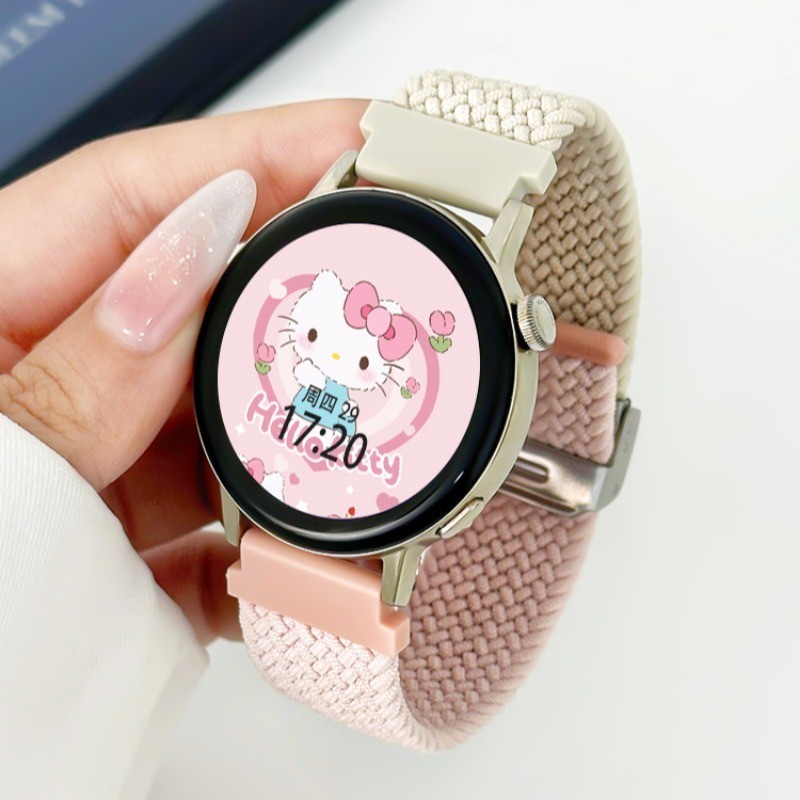 20 มม.22 มม.น่ารักแกะสลักแมวสําหรับ Samsung Galaxy นาฬิกา 7 5 4 6 pro คลาสสิก 45 มม.44 มม.40 มม. Braided Solo Loop สร้อยข้อมือ correa HUAWEI นาฬิกา GT 2e-3 band - รูปที่ 2