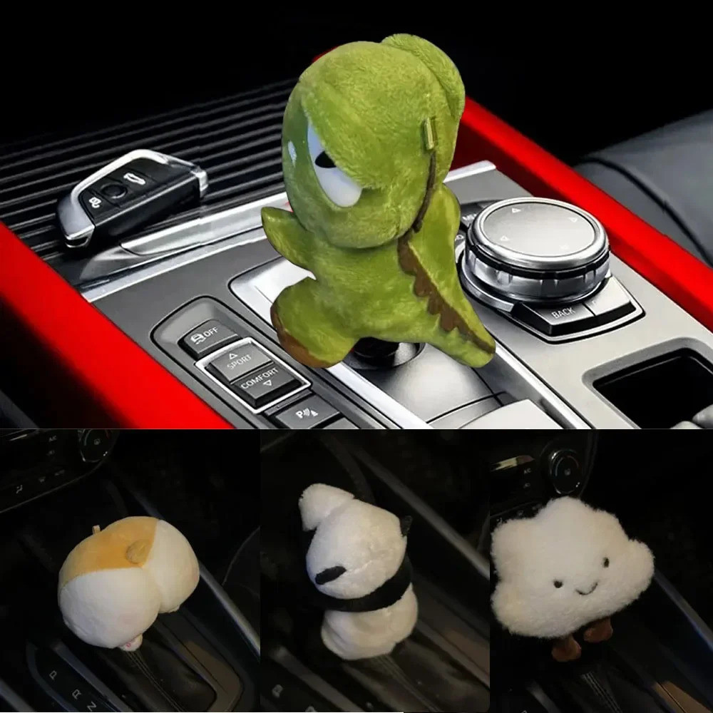 รถ Handbrake ครอบคลุมน่ารักการ์ตูนเกียร์ Shift Knob Handle Plush แขนฤดูหนาว Soft Warm เบรคมือ Dino Corgi การ์ตูนเครื่องมือ