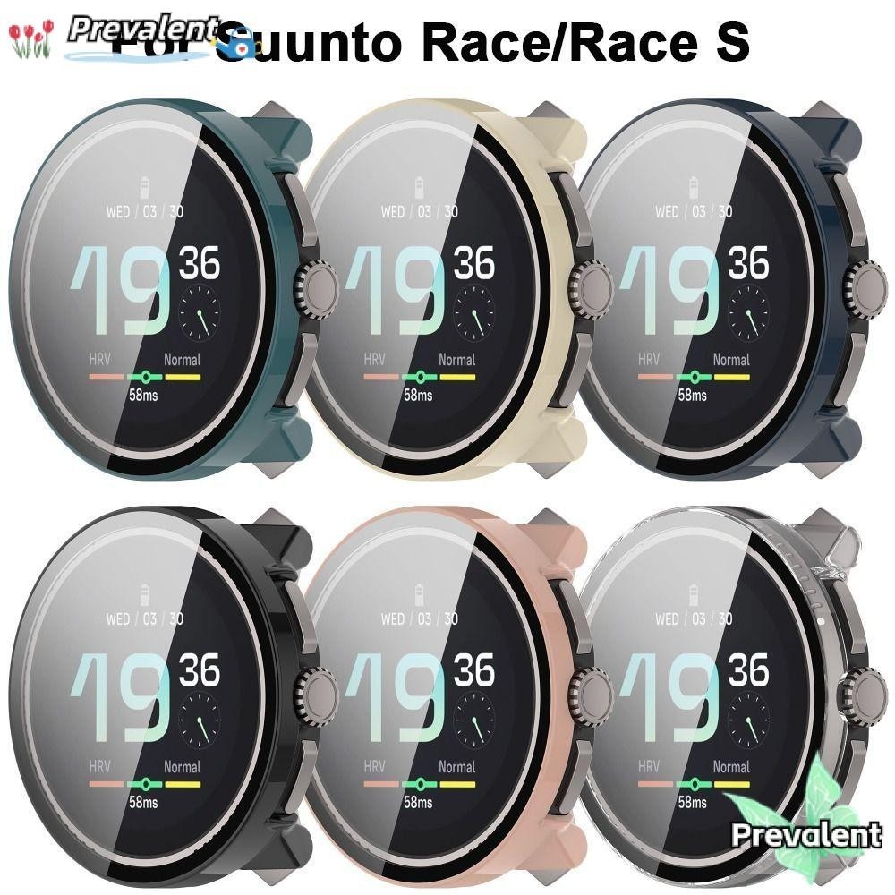 Preva ป้องกัน, Anti-Scratch PC + กระจกนิรภัย,อุปกรณ์เสริมเต็มรูปแบบ Smart Watch ฝาครอบสําหรับ Suunto Race/Race S