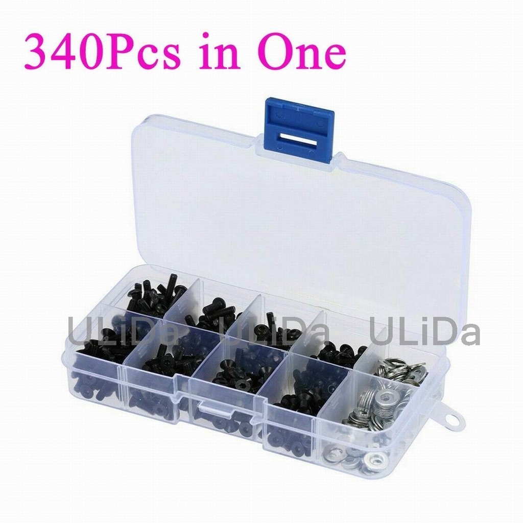340pcs RC สกรูชุด & M3 M4 สลักเกลียวเครื่องซักผ้าฮาร์ดแวร์ Fasteners สําหรับ Traxxas Axial Redcat HSP HPI Arrma Losi 1/8 1:10 Scale RC รถยนต์
