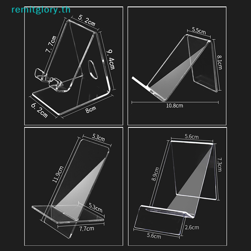 Remitglory ที่วางโทรศัพท์มือถือโปร่งใสขาตั้งจอแสดงผลอะคริลิคขาตั้งสําหรับโทรศัพท์มือถือสําหรับ Samsung Huawei Xiaomi iphone TH
