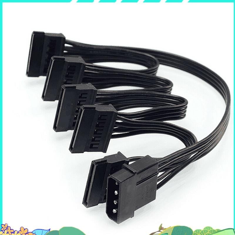 Super 4Pin IDE ถึง 5 พอร์ตสาย 4Pin Molex ถึงหลายพอร์ต SATA 18AWG สายไฟสําหรับฮาร์ดไดรฟ์ HDD SSD PC