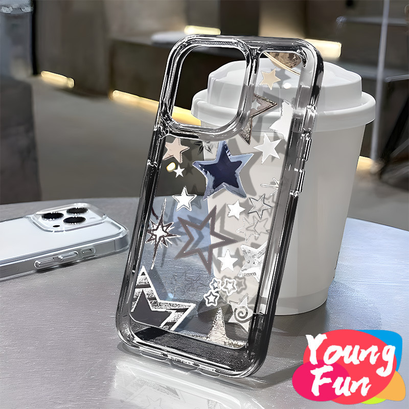 กราฟฟิตีดาว เคส ถุงลมนิรภัยสําหรับ vivo Y21 Y20 Y17 Y15A Y16 Y1s Vivo Y22 Y51 2020 95 Y19 Y50 V23e Y02 V25 Y35 V20 V25 Pro TPUนุ่มโปร่งใสฝาครอบโทรศัพท์ปลอก