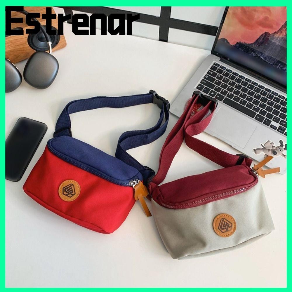 กระเป๋าคาดเอว ESTRENAR, กระเป๋าใส่โทรศัพท์สําหรับเดินทางไนลอน, กระเป๋าสะพายข้างสีตัดกันซิปความจุขนาดใหญ่