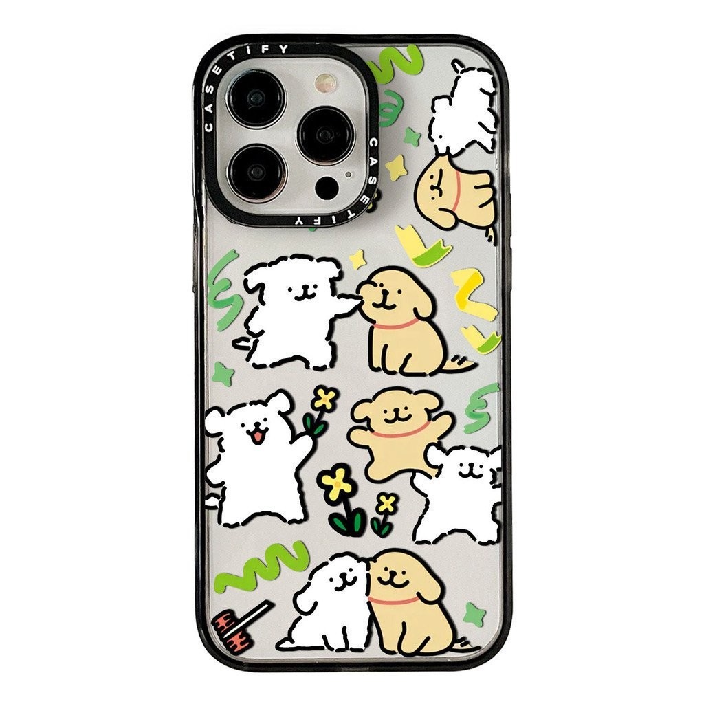การ์ตูนน่ารักสายลูกสุนัขเคสโทรศัพท์ไอโฟนสำหรับ iPhone 15 14 PRO MAX 12กันตก11 PRO MAX 7 plus XS MAX 8 PLUS XR 13 Pro 12 14 PLUS เปลือกซิลิโคนกันฝุ่นกันกระแทก tt96