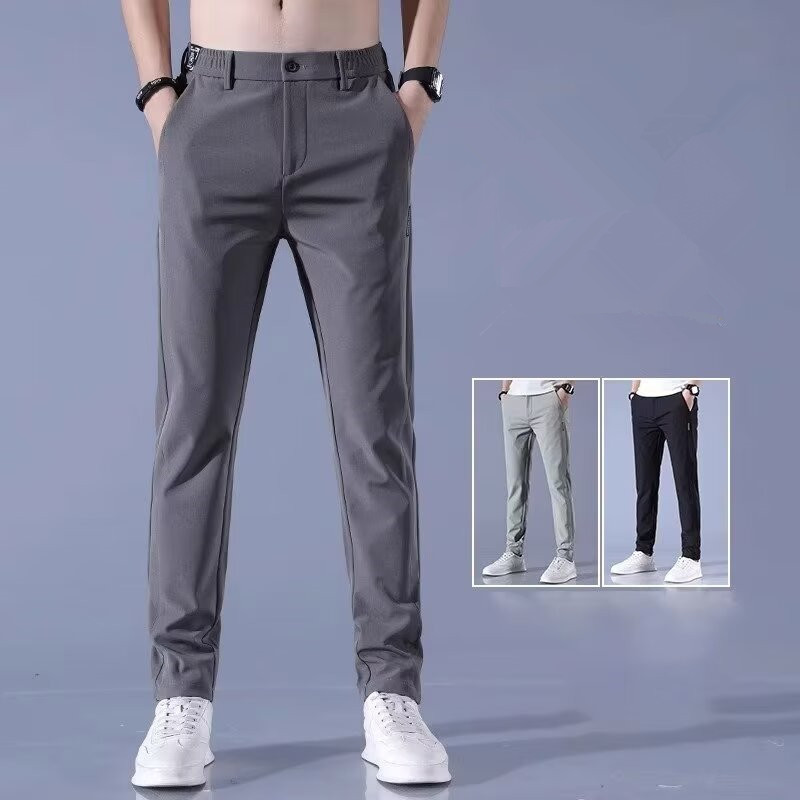 กางเกงผ้าไหมเย็นชาย ทรงตรง ผ้าบางเบา แห้งเร็ว ใส่สบาย เหมาะกับทุกโอกาส