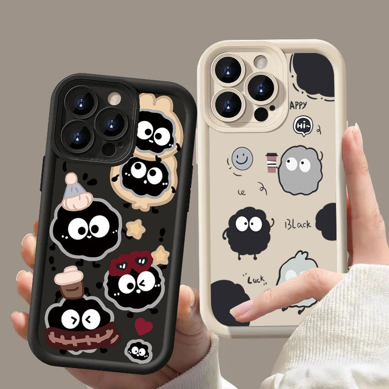 น่ารักยิ้มการ์ตูนถ่านหินสําหรับ Samsung Galaxy A52S A72 A23 5G A35 A51 A71 A05 A05S A34 A13 A32 A55 A15 A54 A14 A53 A73 A33 A25 A75 A52 ซิลิโคนนุ่ม