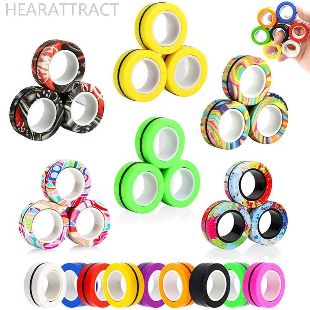 Hearattract Fidget ของเล่นตลกแหวนแม่เหล็ก Fidget Spinner สําหรับบรรเทาความเครียดความวิตกกังวล Anti-stress ของเล่น D7H4