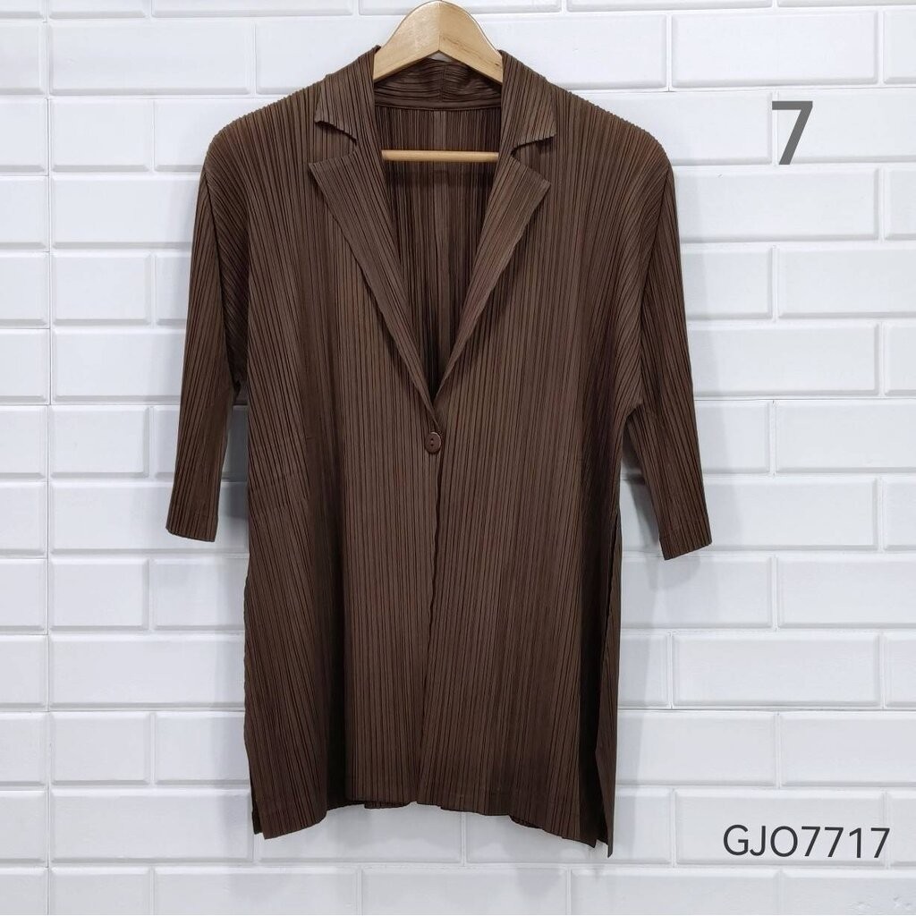 2MUAY รุ่น GJO7717 เสื้อสูท เสื้อคลุมอัดพลีทคุณภาพ 9สี FREE SIZE HALF SLEEVE COLLAR PLEATED CARDIGAN / JACKET - รูปที่ 7