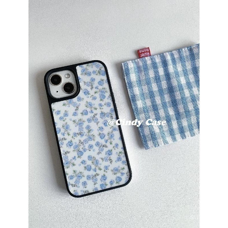 เคสโทรศัพท์มือถือแอปเปิ้ลลายดอกไม้ขนาดเล็กสีฟ้าอบอุ่นสไตล์เกาหลีเข้ากันได้กับ iPhone XR XS xsmax 15pro 11 12 13 14 Pro เคสป้องกัน11PROMAX 15 14 13 12 PROMAX TPU กันกระแทก7/8PLUS ekot