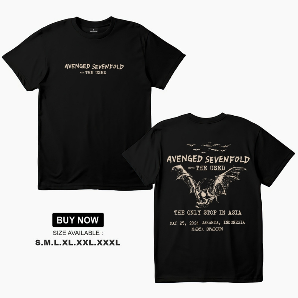 Kaos A7X AVENGED SEVENFOLD BAND TOUR เสื้อยืด 200GSM VINTAGE PRINT SERAP OVERSIZE CUTTING KAIN SEJUK