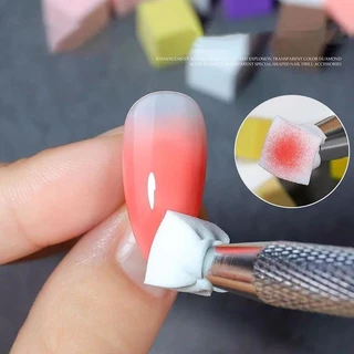 ฟองน้ำเต้าหู้เพ้นท์เล็บ ฟองน้ำไล่สี 50ชิ้น เนื้อละเอียด ปากกาคีบฟองน้ำ