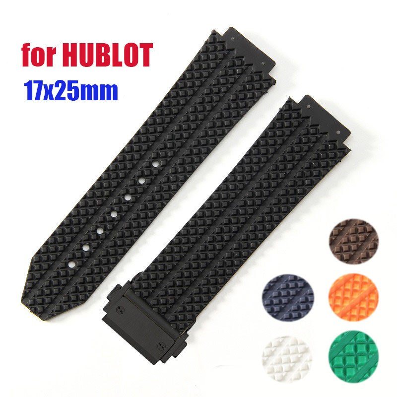 17x25 มม.สายนาฬิกายางสําหรับ Hublot Big Bang Watchstrap เปลี่ยนซิลิโคนอ่อนนุ่มกันน้ํากีฬาสร้อยข้อมือเข็มขัดสีสันสดใส