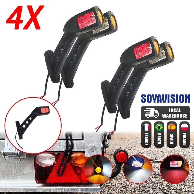 ไฟมาร์กเกอร์ด้านข้าง LED สำหรับรถพ่วงกันน้ำ2ชิ้น/4ชิ้นไฟเครื่องหมายด้านนอกสำหรับรถบรรทุกก้านนีออนไฟเครื่องหมายด้านข้างไฟ