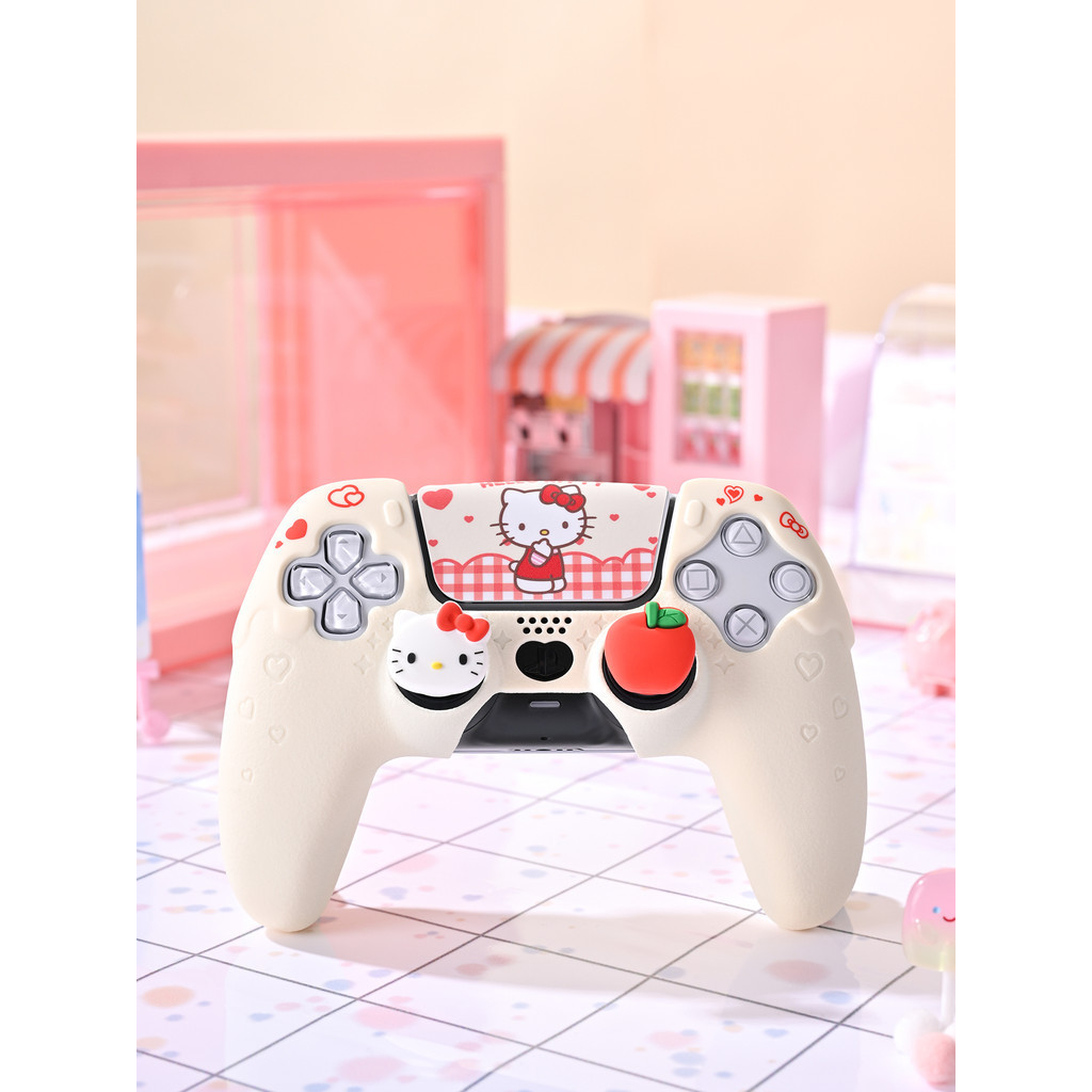 Geekshare HelloKitty ผิวคอนโทรลเลอร์ซิลิโคนกันลื่นและป้องกันเหงื่อสําหรับคอนโทรลเลอร์ PS5 และคอนโทรลเลอร์ NSPRO