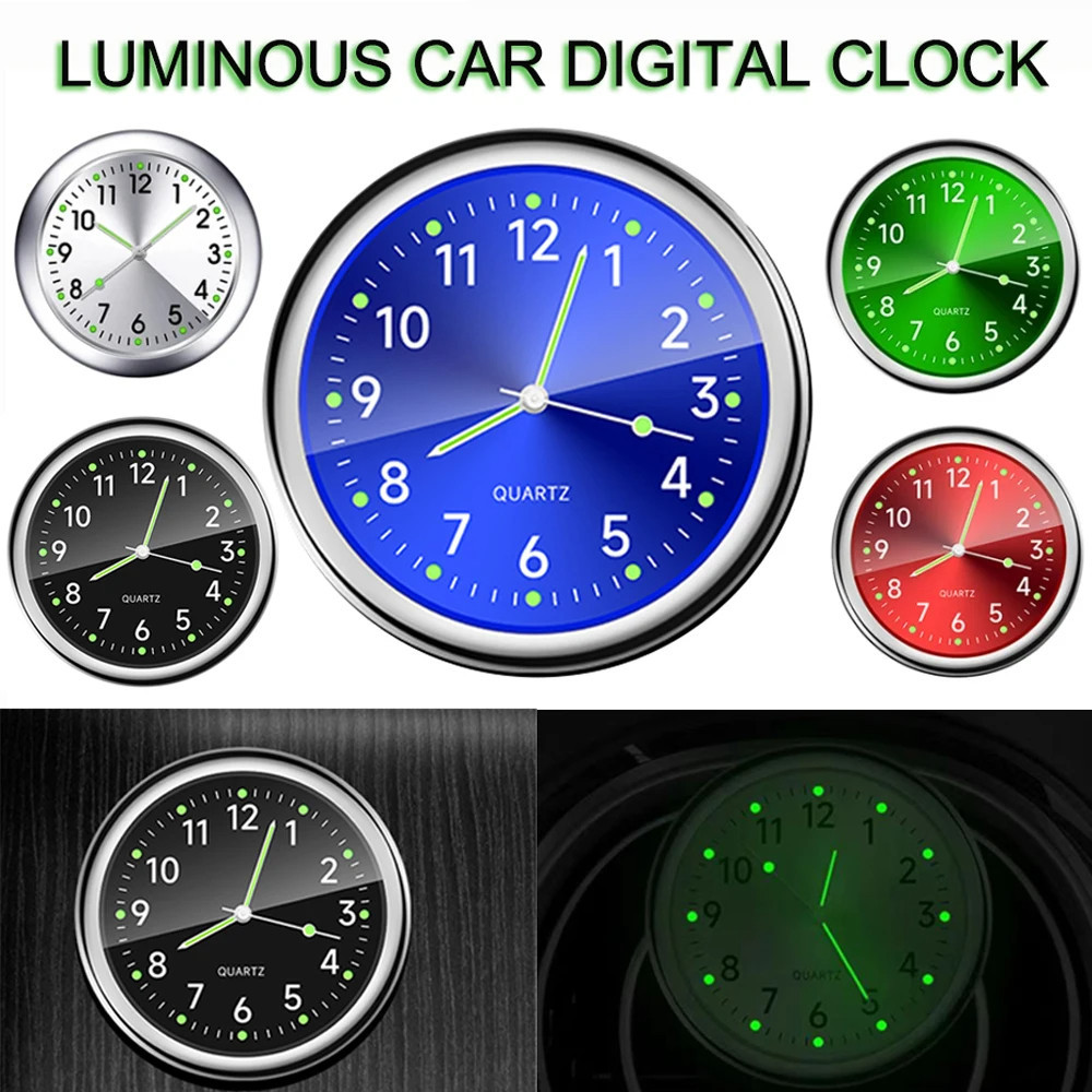Mini รถนาฬิกา Luminous รถยนต์ Stick-On 40 มม.นาฬิกาดิจิตอล Mechanics นาฬิกาควอตซ์เครื่องประดับอัตโนมัติภายในรถอุปกรณ์เสริม