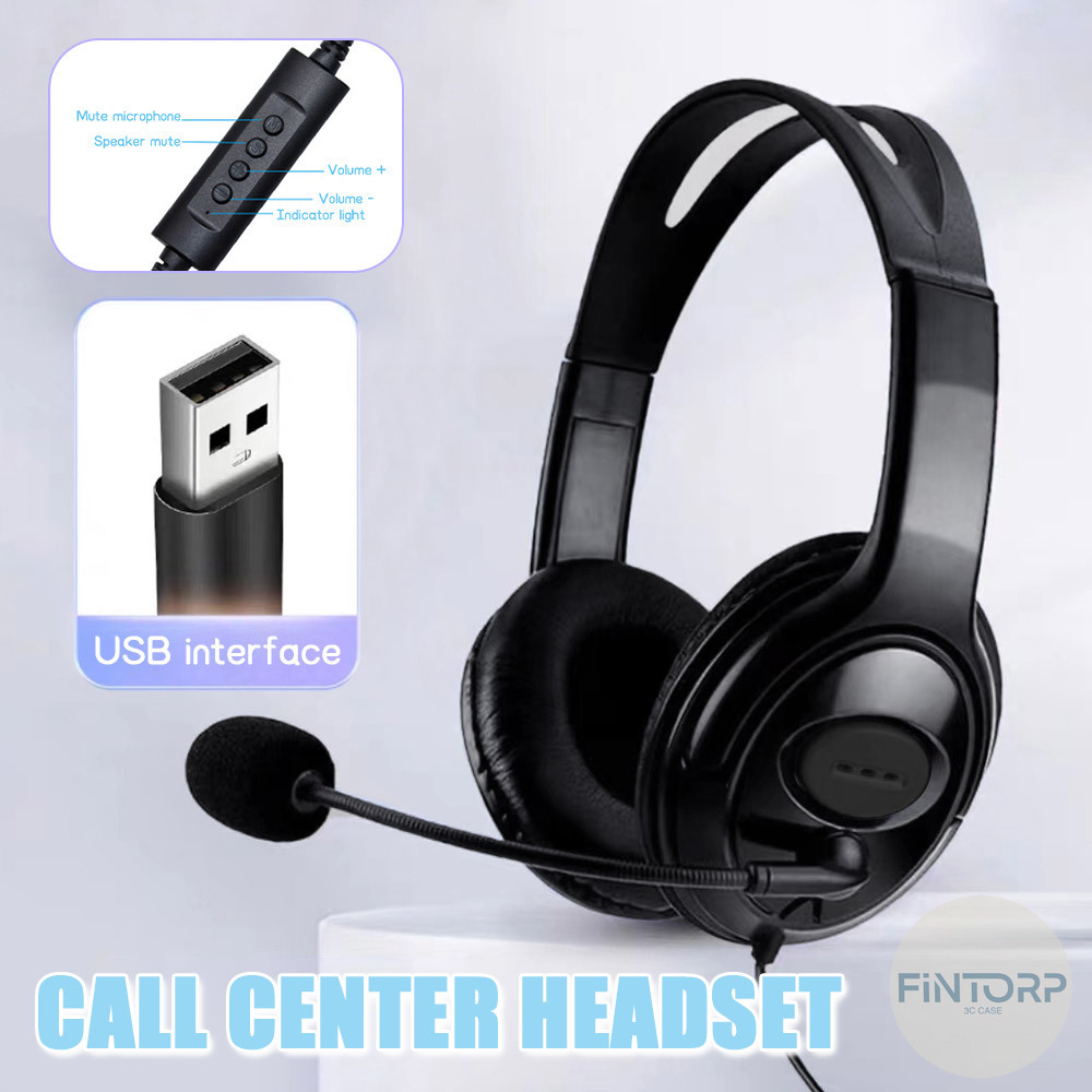 หูฟังแบบมีสาย USB ขนาด 3.5mm หูฟังแบบพกพาสำหรับเรียนออนไลน์ พร้อมไมโครโฟนตัดเสียงรบกวน