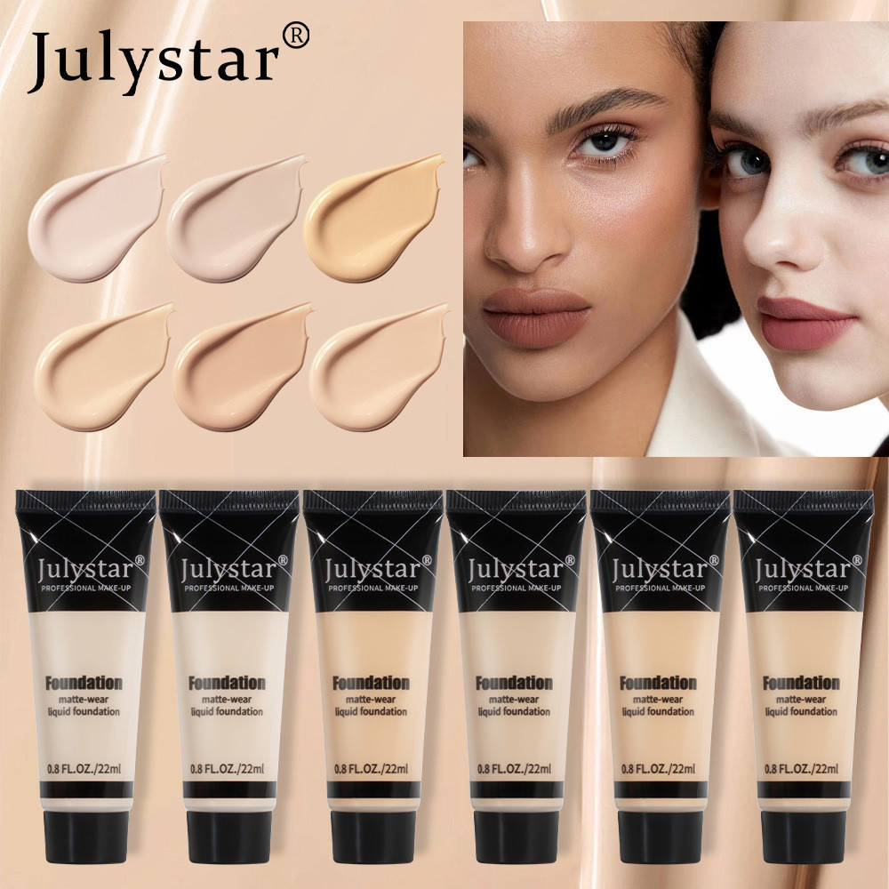 Julystar Cross-border Facial Makeup Moisturizing Natural Matte Foundation ควบคุมความมันกันน้ํากันเหงื่อคอนซีลเลอร์ Foundation