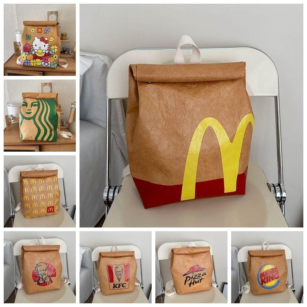 Jeremy1 กระเป๋าเป้สะพายหลังของ McDonald, กระเป๋าถือ Letter DuPont Paper Bag, การ์ตูนแบบพกพากันน้ํา Starbucks Nylon Bag Travel