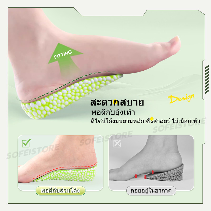แผ่นรองส้นเบาะลมเพิ่มความสูงสำหรับผู้ชายและผู้หญิง 1.5/2.5/3.5ซม