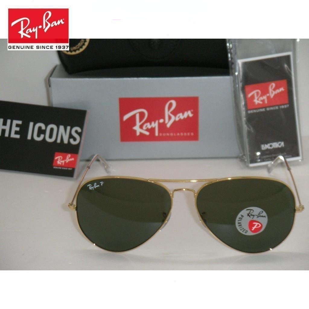 แว่นกันแดด & [Original Brand Ray/Class 3025 Pilot Golden Green Polarized K2 3025 001/58 62mm l2160 N