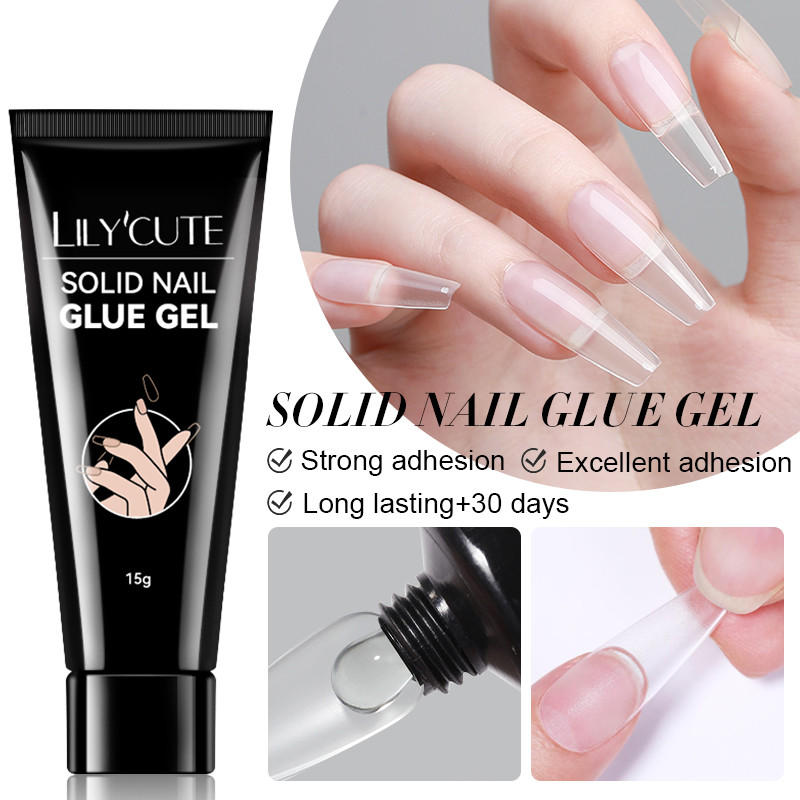 Lilycute Solid เล็บเคล็ดลับกาวเจลสติกเกอร์เล็บเคล็ดลับกาวกาว Patch Super Sticky กาวกาว UV Gel