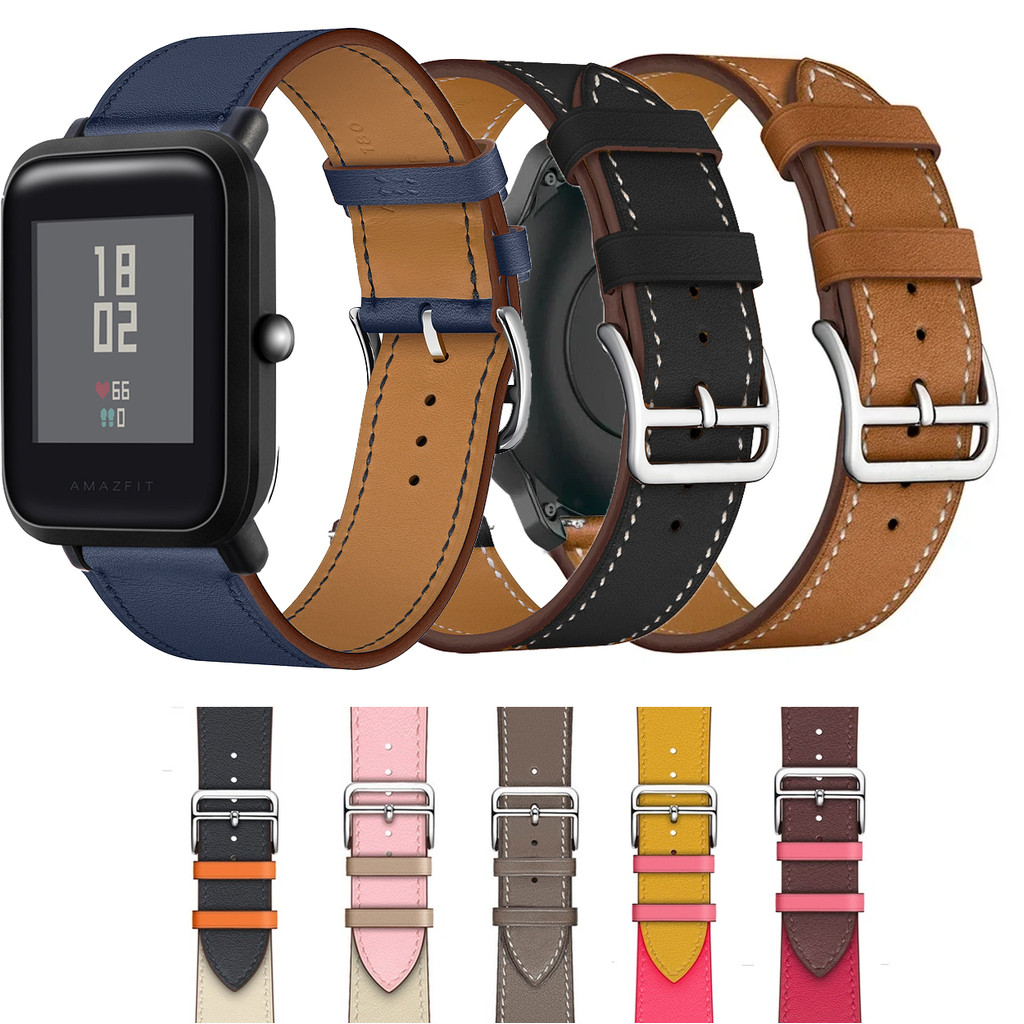 20 มม.22 มม.สายหนังสําหรับ Huami Amazfit Bip5 Bip3 Bip 3 5 Lite SU Pro เปลี่ยนสายนาฬิกาอัจฉริยะ